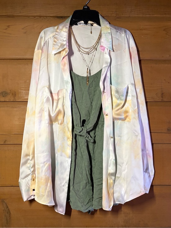 Blue Jasmine Pants - Floral Olive Green Romper- Blue Jasmine- Size Medium- Cottage- Fairy- Boho